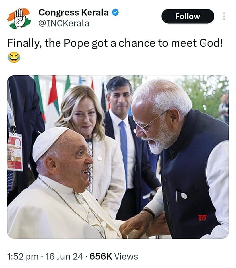 Screenshot of Kerala Congress' X Post. 